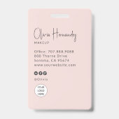 Blush Roze Script Logo Foto Make-up  Badge (Achterkant)
