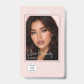 Blush Roze Script Logo Foto Make-up  Badge (Voorzijde)