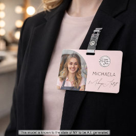 Blush Roze Script Logo Foto Make-up Badge