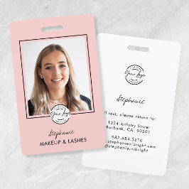 Blush Roze Script Logo Foto Make-up Badge