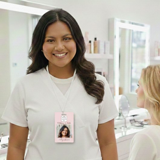 Blush Roze Script Logo Foto Make-up Badge