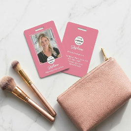 Blush Roze Script Logo Foto Make-up Badge
