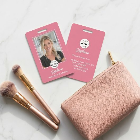 Blush Roze Script Logo Foto Make-up Badge