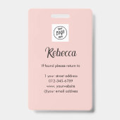 Blush Roze Script Logo Foto Make-up Badge (Achterkant)