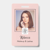 Blush Roze Script Logo Foto Make-up Badge (Voorzijde)