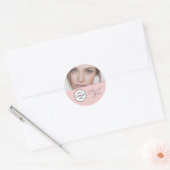 Blush Roze Script Logo Foto Make-up Bedankt Clas Ronde Sticker (Envelop)