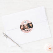 Blush Roze Script Logo Foto Make-up Bedankt Ronde Sticker (Envelop)