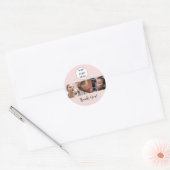 Blush Roze Script Logo Foto Make-up Bedankt Ronde Sticker (Envelop)