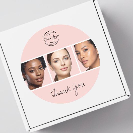Blush Roze Script Logo Foto Make-up Bedankt Ronde Sticker