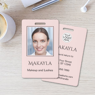 Blush Roze Script Logo Foto Make-up En Wimpers Badge