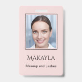 Blush Roze Script Logo Foto Make-up En Wimpers Badge (Voorzijde)