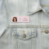 Blush Roze Script Logo Foto Make-up en Wimpers Naamplaatje (In situ)