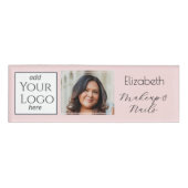 Blush Roze Script Logo Foto Make-up Naambadge (Voorkant)