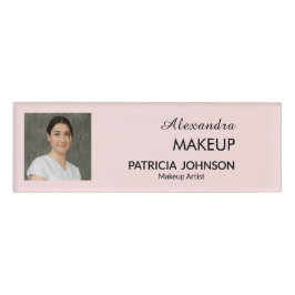 Blush Roze Script Logo Foto Make-up Naambadge