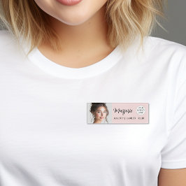 Blush Roze Script Logo Foto Make-up Naambadge