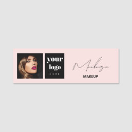 Blush Roze Script Logo Foto Make-up Naamplaatje