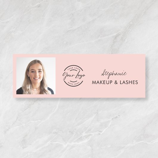 Blush Roze Script Logo Foto Make-up Naamplaatje