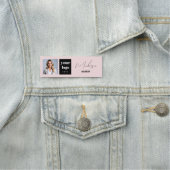 Blush Roze Script Logo Foto Make-up Naamplaatje (In situ)