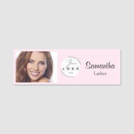 Blush Roze Script Logo Foto Make-up Naamplaatje