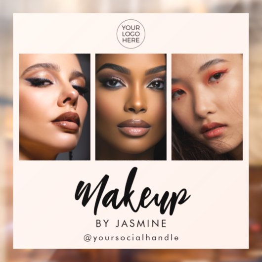 Blush Roze Script Logo Foto Make-up Raamsticker (Vel 2)