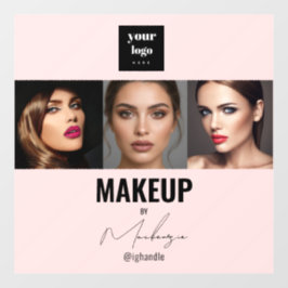 Blush Roze Script Logo Foto Make-up Studio Raam Raamsticker