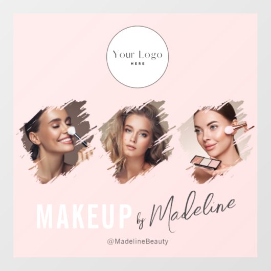 Blush Roze Script Logo Foto Make-up Studio Raamsticker (Vel)
