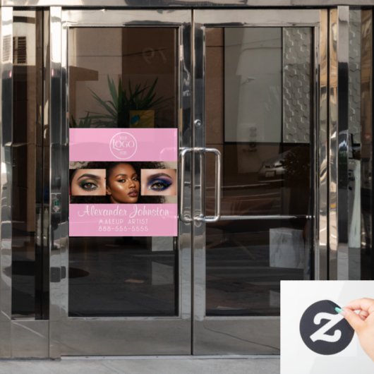 Blush Roze Script Logo Foto Make-up Studio Raamsticker (Kantoordeur)