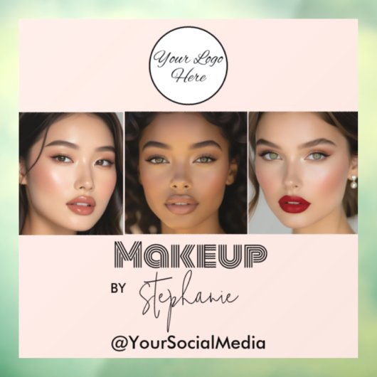 Blush Roze Script Logo Foto Make-up Studio Raamsticker (Vel 3)