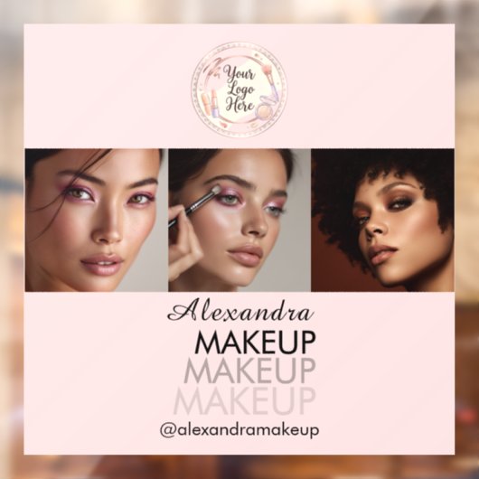 Blush Roze Script Logo Foto Make-up Studio Raamsticker (Vel 2)