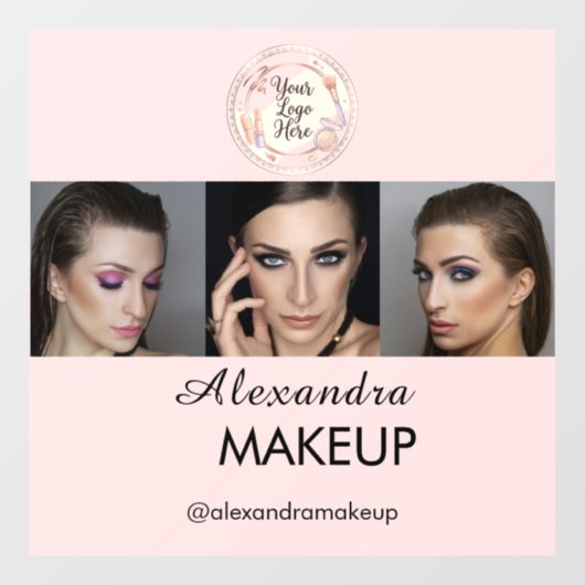 Blush Roze Script Logo Foto Make-up Studio Raamsticker (Vel)