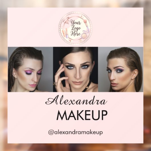 Blush Roze Script Logo Foto Make-up Studio Raamsticker (Vel 2)