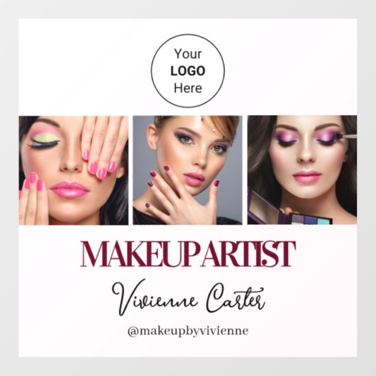 Blush Roze Script Logo Foto Make-up Studio Raamsticker (Vel)