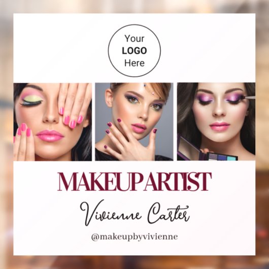 Blush Roze Script Logo Foto Make-up Studio Raamsticker (Vel 2)