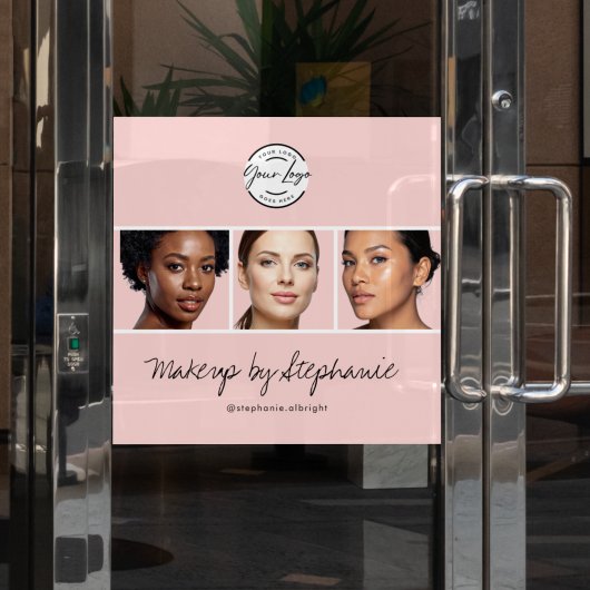 Blush Roze Script Logo Foto Make-up Studio Raamsticker