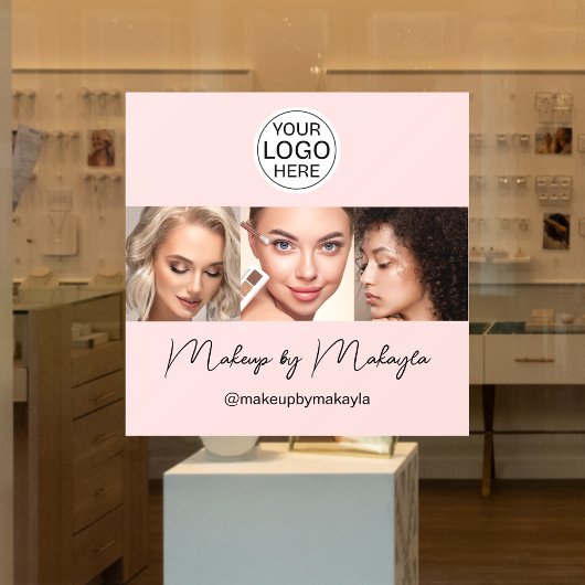 Blush Roze Script Logo Foto Make-up Studio Raamsticker