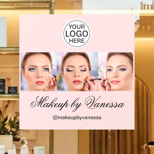 Blush Roze Script Logo Foto Make-up Studio Raamsticker