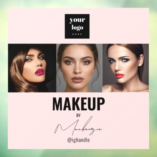 Blush Roze Script Logo Foto Make-up Studio Ramen  Raamsticker (Vel 3)