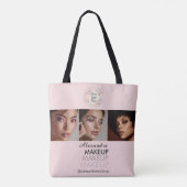 Blush Roze Script Logo Foto Make-up Studio Tote Bag (Achterkant)
