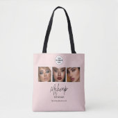 Blush Roze Script Logo Foto Make-up Studio Tote Bag (Voorkant)