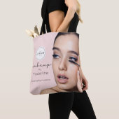 Blush Roze Script Logo Foto Make-up Studio Tote Bag (Dichtbij)