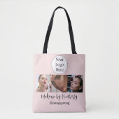 Blush Roze Script Logo Foto Make-up Studio Tote Bag (Voorkant)