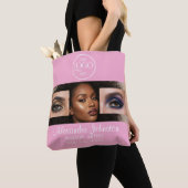 Blush Roze Script Logo Foto Make-up Studio Tote Bag (Dichtbij)
