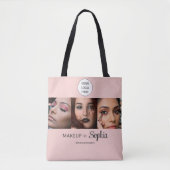 Blush Roze Script Logo Foto Make-up Studio Tote Bag (Voorkant)