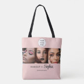 Blush Roze Script Logo Foto Make-up Studio Tote Bag (Achterkant)