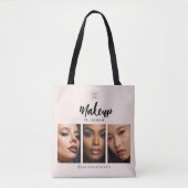 Blush Roze Script Logo Foto Make-up Studio  Tote Bag (Voorkant)