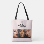 Blush Roze Script Logo Foto Make-up Studio  Tote Bag (Achterkant)