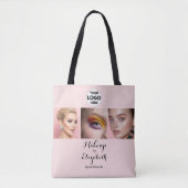 Blush Roze Script Logo Foto Make-up Studio Tote Bag (Voorkant)