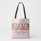 Blush Roze Script Logo Foto Make-up Studio Tote Bag (Voorkant)