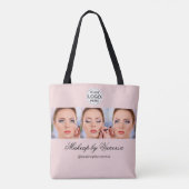 Blush Roze Script Logo Foto Make-up Studio Tote Bag (Achterkant)