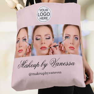 Blush Roze Script Logo Foto Make-up Studio Tote Bag